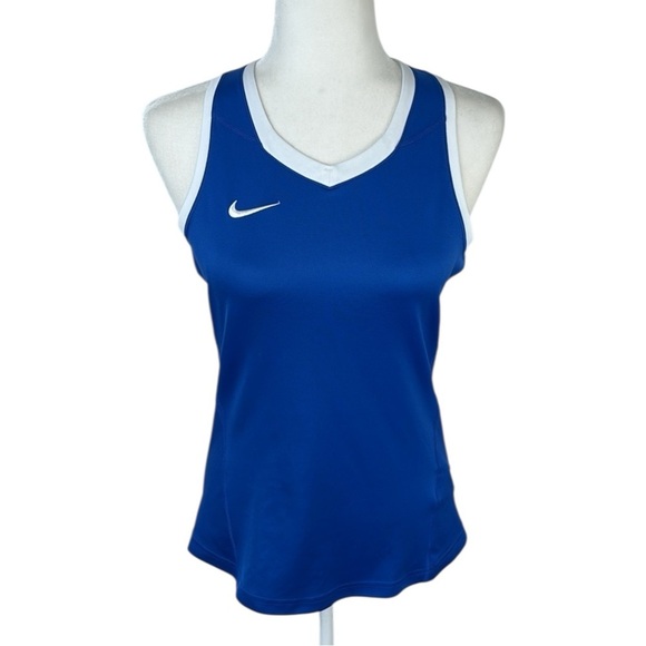 Nike Blue & White Racerback Athletic Dri-Fit Tank Size M - Picture 1 of 9